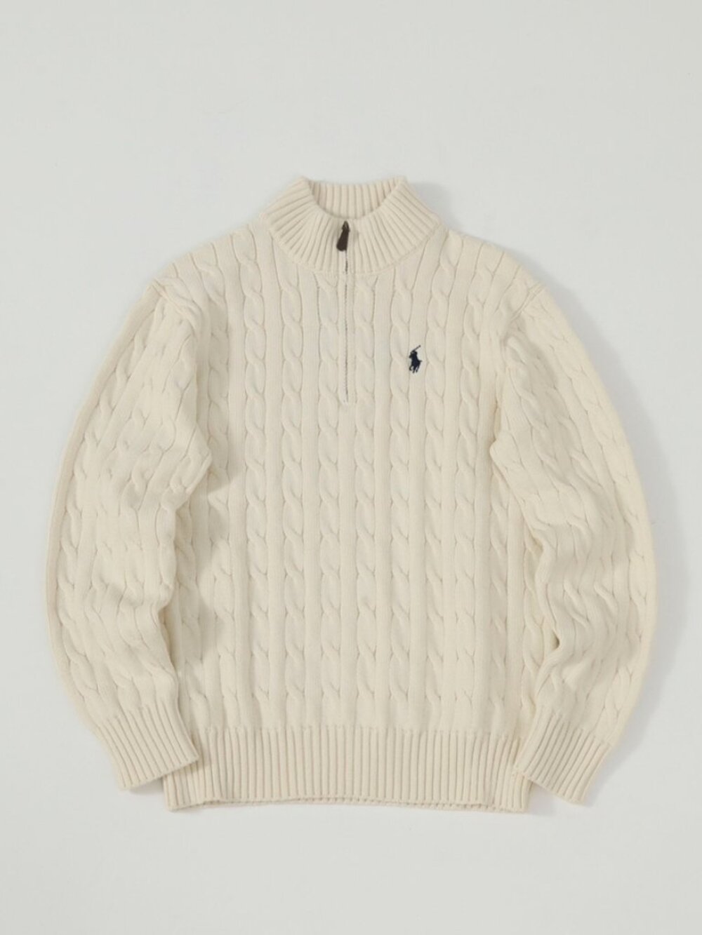 Polo Ralph Lauren Cream Cable Knit Quarter Zip